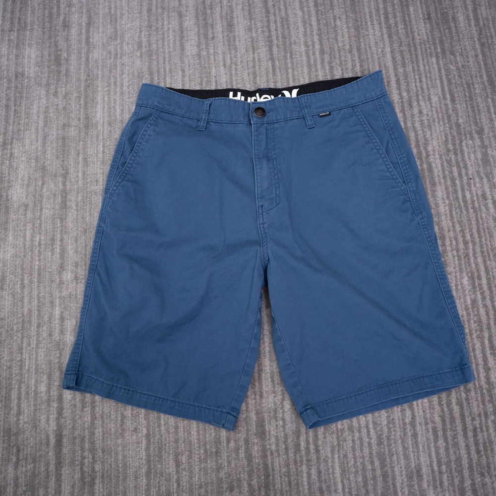 Hurley Chino Shorts Mens 32 Fit 33x9 Blue Excellent Casual Walk Shorts